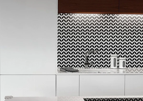 Pure Black Chevron Mix DUNIN – mozaiki – płytki i mozaiki DUNIN