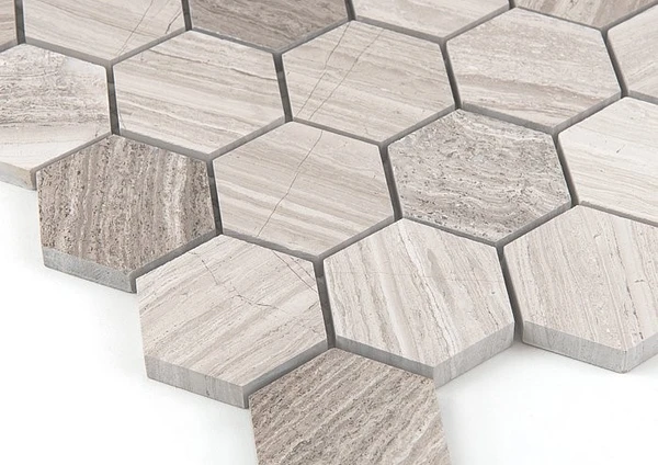 WOODSTONE GREY HEXAGON 48 DUNIN – mozaiki kamienne – płytki i mozaiki